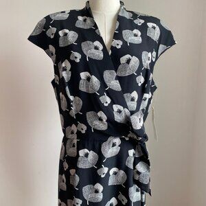 NWT Vintage Maggy London 100% Silk Wrap Dress Floral NOS Size 14